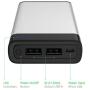 Portable Charger Power Bank Battery - by TalkWorks | 6000 mAh | Cell Phone Backup External Dual USB Power Pack for Apple iPhone 11, XR, XS, X, 8, 7, 6, iPad & Android for Samsung Galaxy - Silver