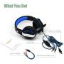 【Deep Bass】 Muzili Gaming Headset, 50mm Driver Units for 7.1 Surround Sound Stereo Hi-Fi for PC, PS4, Xbox One,Mobile Phone, Noise-Cancelling Headset with Mic, LED Lights, Soft Memory Earmuffs
