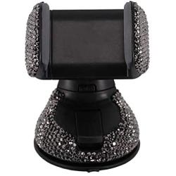 Radish Stars Adjustable Strong Sticky Dashboard Car Phone Mount Crystal Rhinestone Phone Holder for Car Black