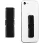 kwmobile Universal Elastic Finger Holder for Smartphones - PU Leather Stretch Grip Finger Strap with Stand Compatible with All Smartphones - Black