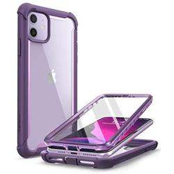 i-Blason Ares Case for iPhone 11 6.1 inch (2019 Release), Dual Layer Rugged Clear Bumper Case with Built-in Screen Protector (Purple)