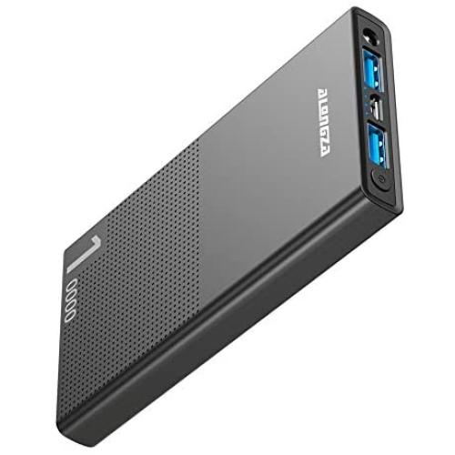 Alongza Compact 10000mAh Portable Charger, Cell Phone Battery Charger with Dual USB Ports High Capacity Backup Battery Charger External Battery Pack for iPhone, Samsung, Android and More