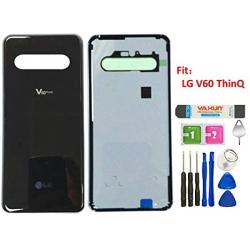 V60 Back Glass Replacement Door Housing Back Cover W/Tape Assembly Parts for LG V60 ThinQ V600 5G All Model + Eject Pin Tools (V60/Black)