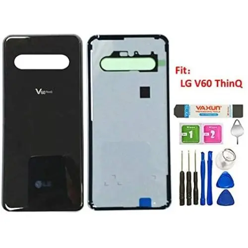 V60 Back Glass Replacement Door Housing Back Cover W/Tape Assembly Parts for LG V60 ThinQ V600 5G All Model + Eject Pin Tools (V60/Black) V60 Back Glass Replacement Door Housing Back Cover W/Tape Assembly Parts for LG V60 ThinQ V600 5G All Model + Eject Pin Tools (V60/Black)