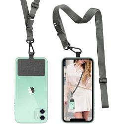 Phone Lanyard Universal Crossbody Cell Phone Lanyards Multifuctional Nylon Patch Adjustable Shoulder Neck Strap Compatible with Most Smartphones(Grey)