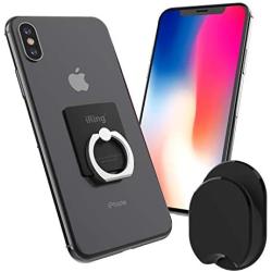 iRing with Hook for car or Wall mounting. Original AAUXX Cell Phone Grip Finger Holder, Mobile Stand, Kickstand, Car Mount Cradle for iPhone, Samsung, Android, Smartphones, Tablets.(Matt Black)