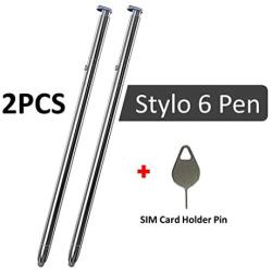 2PCS Stylo 6 Pen Touch Stylus Pen Replacement Part for LG Stylo 6 Stylus 6 Q730AM/VS/MS/PS/CS/MA LCD Touch Pen Stylus Pen + Eject Pin (White Phone Pen)