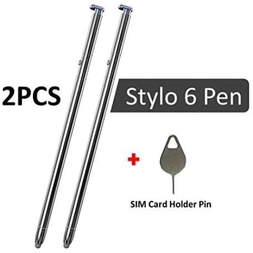 2PCS Stylo 6 Pen Touch Stylus Pen Replacement Part for LG Stylo 6 Stylus 6 Q730AM/VS/MS/PS/CS/MA LCD Touch Pen Stylus Pen + Eject Pin (White Phone Pen)