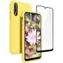 Vinve Samsung Galaxy A50 Case with Tempered Glass Screen Protector [2 Pack], Liquid Silicone Slim Fit Drop Protection Case for Galaxy A50 (Yellow)