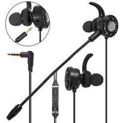 Insten 3.5mm Gaming Earbuds with Mic Audio, In-Ear Headset Stereo Headphone with Detachable Dual Microphone Compatible with PS4, Nintendo Switch Lite, PC Mobile Game & Cell Phone Laptop Tablet - Black