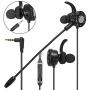 Insten 3.5mm Gaming Earbuds with Mic Audio, In-Ear Headset Stereo Headphone with Detachable Dual Microphone Compatible with PS4, Nintendo Switch Lite, PC Mobile Game & Cell Phone Laptop Tablet - Black