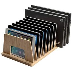 MobileVision Bamboo Device Organizer for Smartphones, Tablets and Laptops, 10 Slots