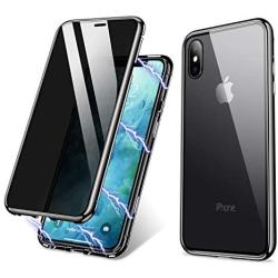 iPhone 7 Plus Case,iPhone 8 Plus Case, ZHIKE Anti-Peep Magnetic Adsorption Case Front and Back Tempered Glass Full Screen Coverage One-Piece Design Flip Privacy Cover (Anti Spy-Clear Black)