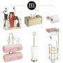 mDesign Freestanding Metal Wire Toilet Paper Roll Holder Stand and Dispenser with Storage Shelf for Cell, Mobile Phone - Bathroom Storage Organization - Holds 3 Mega Rolls - Soft Brass
