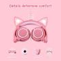 Isightguard Kids Headphones, Unicorn Headphones Wired Headphones,On Ear, Cat Ear Headphones with LED for Girls, 3.5mm Audio Jack for Cell Phone,Pink