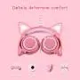 Isightguard Kids Headphones, Unicorn Headphones Wired Headphones,On Ear, Cat Ear Headphones with LED for Girls, 3.5mm Audio Jack for Cell Phone,Pink