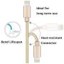 RoFI Compatible Phone Cable, [2Pack] 2FT Nylon Braided Fast Charging USB Cord Replcement for Phone X 8 8 Plus 7 7 Plus 6s 6s Plus 6 6 Plus 5 5S 5C SE Pad Air Mini and More (2 Pack Gold, 2 FT)