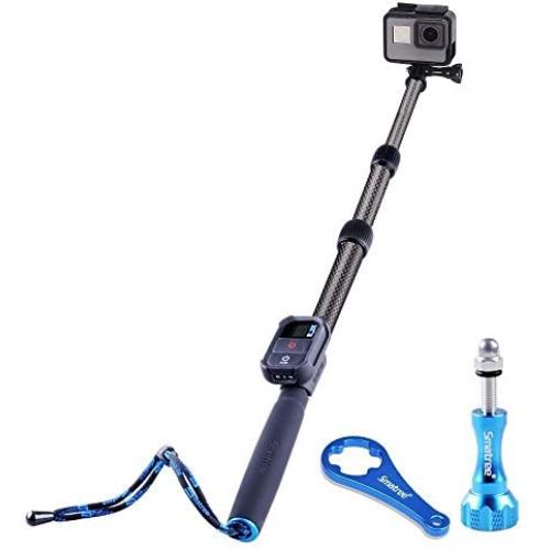 Smatree S2C Carbon Fiber Extendable Pole Compatible for GoPro Hero 8/7/6/5/4/3 Plus/3/2/1/Session/DJI OSMO Action Camera (WiFi Remote Controller is Not Included)