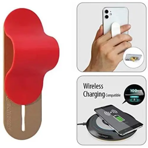 MOMOSTICK_MULTI BAND: Phone Grip/Stand/Holder | Phone Accessories | Phone Handle | Phone Strap | Finger Grip for All Smartphones, I Matte - Red