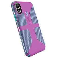 Speck Products CandyShell Grip Cell Phone Case for iPhone XS/iPhone X - Beaming Orchid/Mykonos Blue