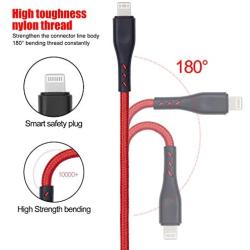 CyvenSmart 10 ft iPhone Charger Certified Lightning Cable 10 Foot,3 Pack, Red, Extra Long Nylon Braided Charging&Syncing Cord Compatible with iPhone Xs/XR/XS Max/X/7/7Plus/8/8Plus/6S/6S Plus/5