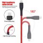 Short 1Ft iPhone Charging Cable, 3 Pack 1 Feet Lightning Cable Certified Nylon Braided Fast Charger Cord Compatible with iPhone XR X 8 7 6S 6 Plus iPad 2 3 4 Mini, iPad Pro Air, iPod (Red)