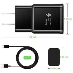 Fast Charge Adaptive Fast Charger Kit for Samsung Galaxy S9/S8/S8 Plus/Note8,MBLAI USB Type C Fast Charging Kit True Digital Adaptive Fast Charging (Black (Wall Charger+C Cable)) … (2 Pack)