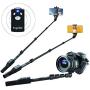 Fugetek 49" Selfie Stick Monopod Professional High End FT-568, For Apple iPhone, Android Samsung, & DLSR Cameras, Aluminum Alloy, Rechargeable Wireless Bluetooth Remote (Black)