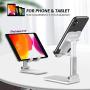 Kocuos Cell Phone Stand, Angle Height Adjustable Foldable Phone Holder Dock Cradle for Desk Compatible with iPhone 11 Pro Se Xs Xs Max Xr X 8 7 6 6s Plus, iPad Mini, All Smartphones (White)