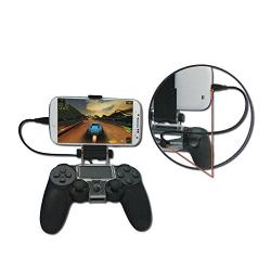 Haoponer Adjustable Mobile Phone Stand Clamp Holder Clip Mount Cradle Extendable with OTG Cable for Sony PlayStation 4 PS4 Game Controller for Samsung Galaxy Note 4 S5 S4 S6 HTC LG