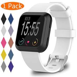 KingAcc Compatible Replacement Bands for Fitbit Versa, Soft Silicone Fitbit Versa Band, Metal Buckle Sport Wristband Strap Women Men Large Small White, Black, Peach, Gray