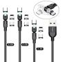 Magnetic Charging Cable [3-Pack,3ft/6ft/6ft], Oxyland 360°&180°Rotation Magnetic Phone Charger Cable, 3 in 1 Nylon Braided Cord Compatible with Mirco USB, Type C Smartphone and iProduct Device (Black)