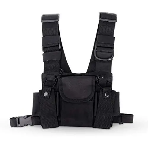 Universal Radio Chest Harness Bag Pocket Pack Holster for Two Way Radio Walkie Talkie, Rescue Essential for Men Women Hiking Camping (Black) Universal Radio Chest Harness Bag Pocket Pack Holster for Two Way Radio Walkie Talkie, Rescue Essential for Men Women Hiking Camping (Black)
