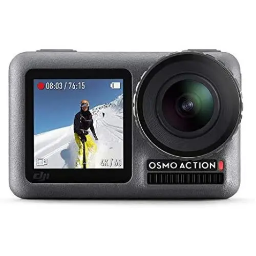 DJI Osmo Action - 4K Action Cam 12MP Digital Camera with 2 Displays 36ft Underwater Waterproof WiFi HDR Video 145° Angle, Black