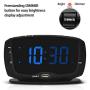 DreamSky Digital Alarm Clock Radio FM Radio, 1.4 Inches Large Blue LED Number Display, Dual USB Ports for Charging, 3.5 mm Headphone Jack, Snooze, DST