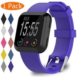 KingAcc Compatible Replacement Bands for Fitbit Versa, Soft Silicone Fitbit Versa Band, Metal Buckle Sport Wristband Strap Women Men Large Small White, Black, Peach, Gray