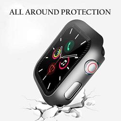 YMHML Compatible with Apple Watch 38mm Series 3/2/1 Case with Built-in Tempered Glass Screen Protector, Thin Guard Bumper Full Coverage Matte Hard Cover for iWatch Accessories