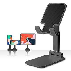 Cell Phone Stand, BoYata Adjustable Desk Phone Stand, Foldable Mobile Phone Holder Compatible with iPhone Xs Max Xr 8 7 6 6S Plus SE 5 5S 5C Charging, Accessories Desk, Other 4-7.9" Smart Phones-Black