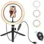 10 Inch Selfie Ring Light, LED Desktop Ring Light with Tripod Stand and Phone Holder Dimmable Phone Ring Light Compatible with iPhone Android for Live Stream, Makeup, YouTube Video