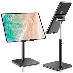 B-Land Adjustable Cell Phone Stand, Aluminum Alloy Phone Holder for Desk, Universal Desktop Phone Stand Tablet Stand Compatible with 4.7"-12.9" Mobile Phone & Tablets (Black)