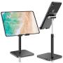 B-Land Adjustable Cell Phone Stand, Aluminum Alloy Phone Holder for Desk, Universal Desktop Phone Stand Tablet Stand Compatible with 4.7"-12.9" Mobile Phone & Tablets (Black)