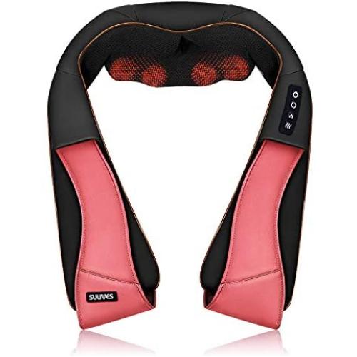 SULIVES Shiatsu Neck and Shoulder Massager with Electric Heat Deep Kneading Massage for Neck Back Shoulders Foot Legs Muscle Pain Relief Gift for Women Man(Red)