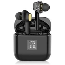 KLOKOL True Wireless Earbuds Bluetooth 5.0 Headphones 20H Playtime IPX8 Waterproof in-Ear Earphones Noise Cancelling for Sports Running with Microphone Compatible with iPhone Android (Black)