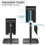 B-Land Adjustable Cell Phone Stand, Aluminum Alloy Phone Holder for Desk, Universal Desktop Phone Stand Tablet Stand Compatible with 4.7"-12.9" Mobile Phone & Tablets (Black)