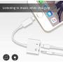 [Apple MFi Certified] Lightning to Headphone Jack Adapter, 2 in 1 iPhone Dongle Charger and 3.5mm Earphone Audio Aux Splitter Connector, Compatible with iPhone 11/11 Pro/XS/XR/X/8/7/6, iPad