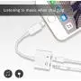 [Apple MFi Certified] Lightning to Headphone Jack Adapter, 2 in 1 iPhone Dongle Charger and 3.5mm Earphone Audio Aux Splitter Connector, Compatible with iPhone 11/11 Pro/XS/XR/X/8/7/6, iPad