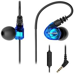 ROVKING Wired Over Ear Sport Earbuds, Sweatproof in Ear Running Headphones for Gym Workout Exercise Jogging, Noise Isolating Earhook Earphones Ear Buds with Mic for Cell Phones MP3 Laptop, Blue