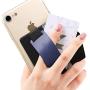 Sinjimoru Phone Grip Card Holder with Phone Stand, Secure Stick on Wallet for iPhone with Leather Pop Out Stand for Table. Sinji Pouch B-Grip Navy