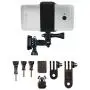 Universal Helmet Mount Kit with Action Mount Adapter for Smartphone, Operable with Any Phone. Includes Parts Shown, with Wrench and Universal Phone Adapter. Compatible with GoPro Cameras.