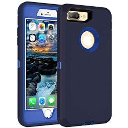 MXX iPhone 8 Plus Case, Heavy Duty Defense Case with Screen Protector [4 Layers] Rugged Rubber Shockproof Protection Case Cover for iPhone 7 Plus/iPhone 8 Plus [5.5 inch] - Blue/Blue